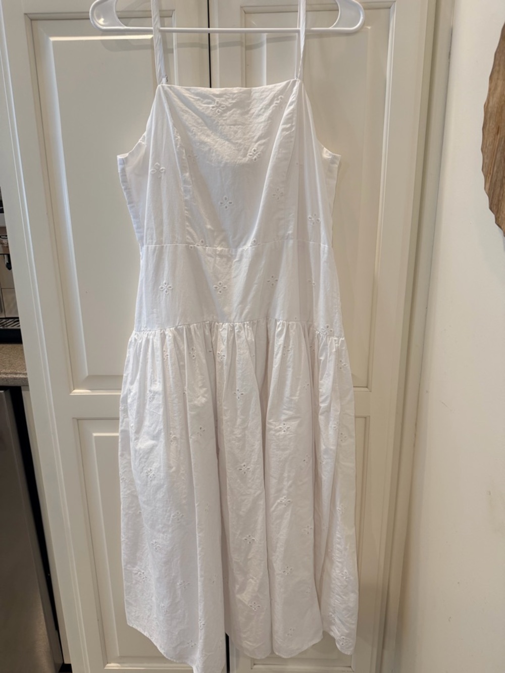 White Eyelet Midi Dress - Lightweight Summer Style